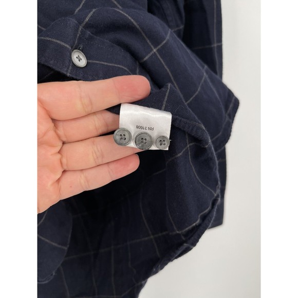 Jos A Bank Men's Reserve Navy & Gray Grid Cotton Cash Casual Shirt L‎ Large - Picture 5 of 7